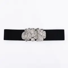 MAILEA - Cinturon elas.placas sobrevestos Plata