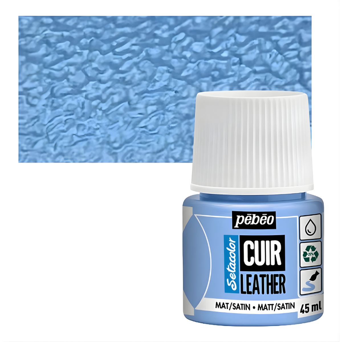 PEBEO - Pintura Para Cuero Frasco 45 Ml Setacolor Cuir Pebeo Color 10 - Azul Hielo