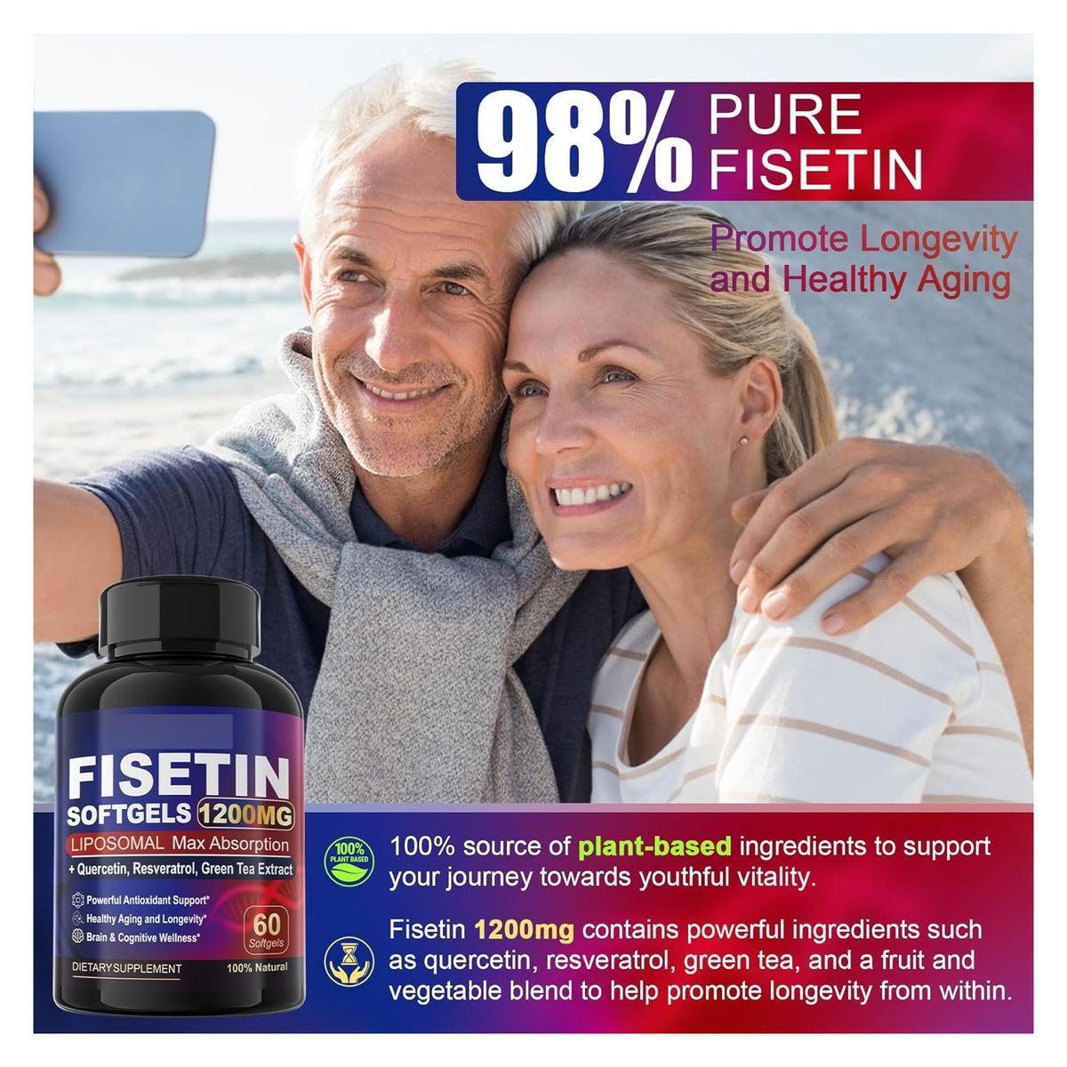 GENERICO - Fisetina Liposomal 1200mg Antioxidante Polifenoles 60 Caps