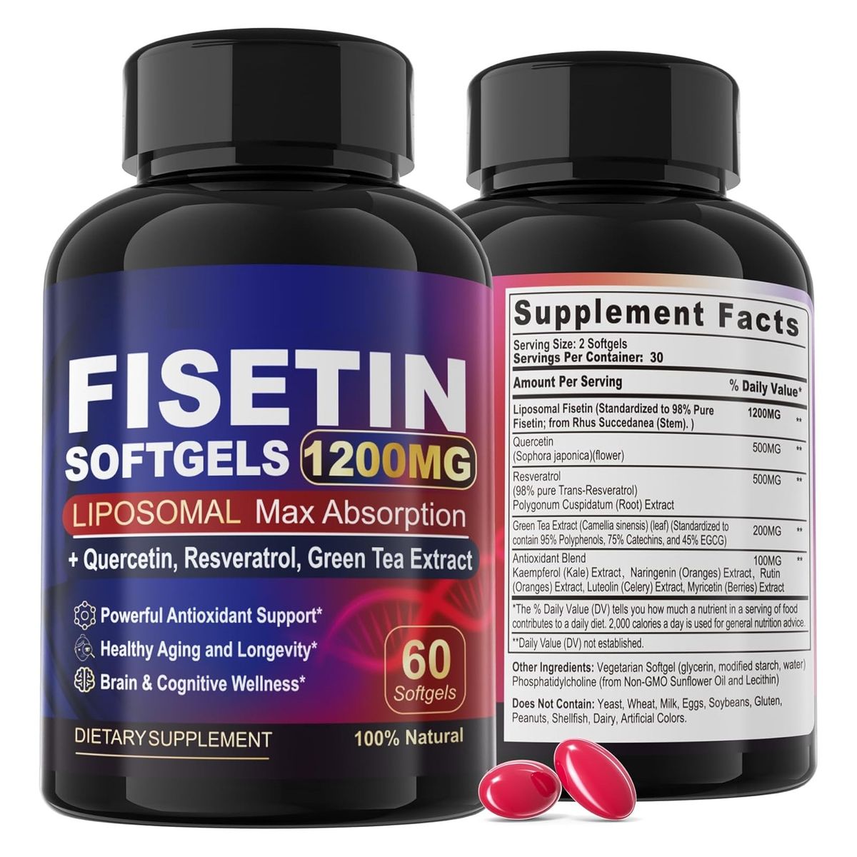 GENERICO - Fisetina Liposomal 1200mg Antioxidante Polifenoles 60 Caps