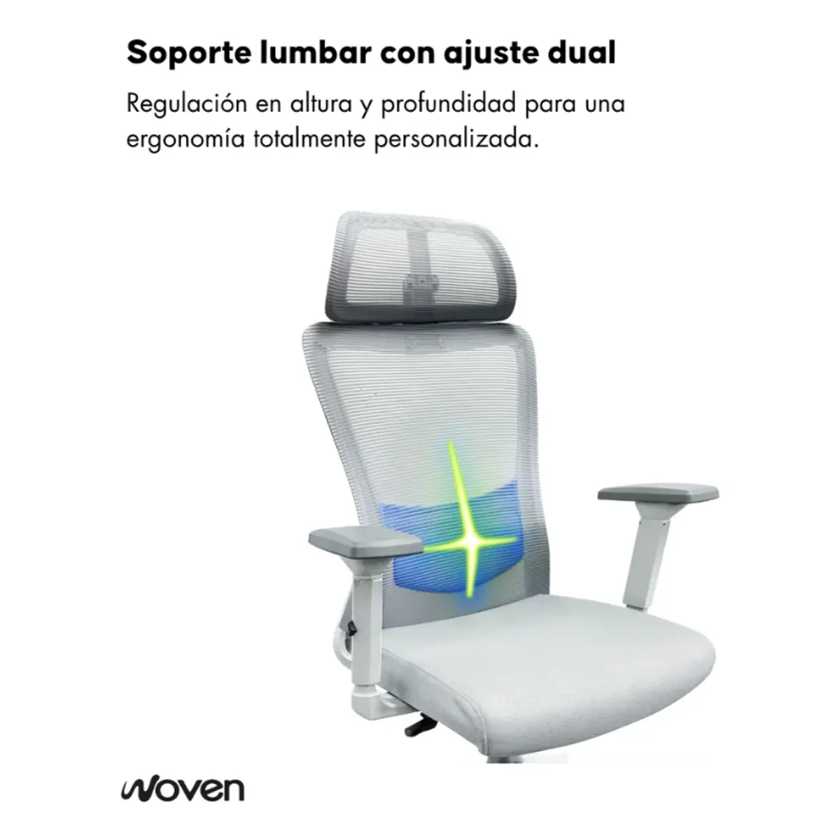 WOVEN - Silla De Escritorio Zenith Ergonómica Ajustable Blanca Woven
