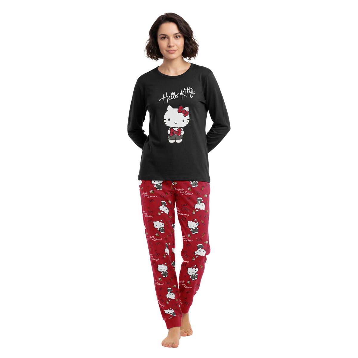 TOP - Pijama Largo Algodón Mujer Invierno Hello Kitty C1 Top
