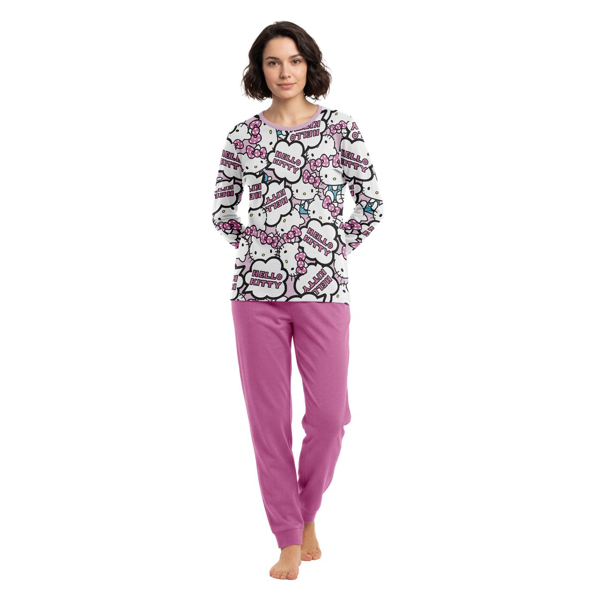 TOP - Pijama Largo Algodón Mujer Invierno Hello Kitty C3 Top
