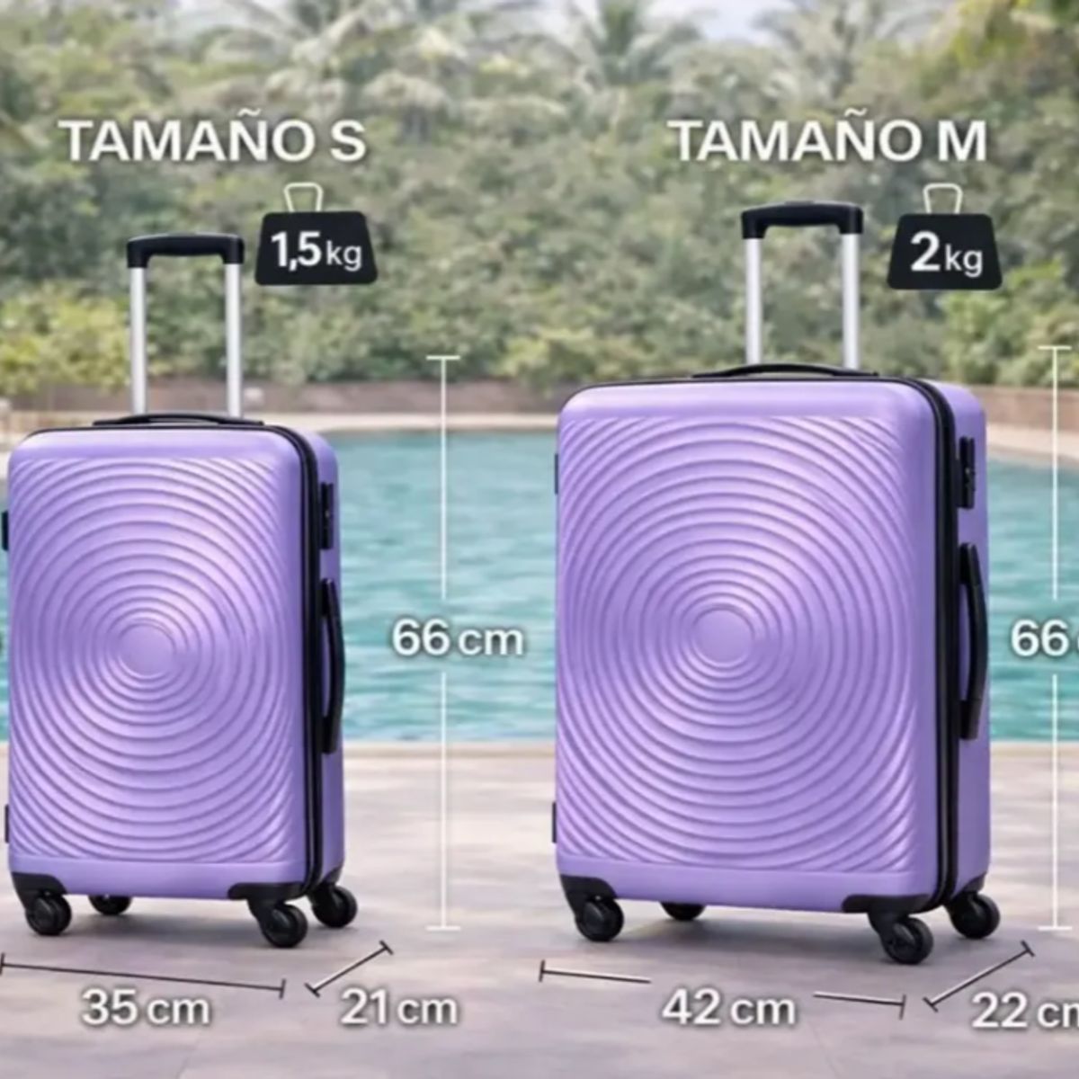 GENERICO - Pack de 2  Maletas Rigidas 10 kg y 18 kg Cabina y Medina Celeste