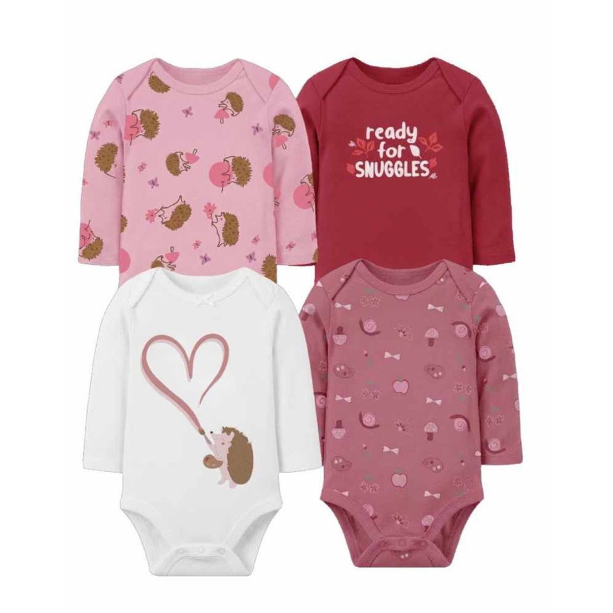 TEDMIMAK - Pack de 4 Bodies Corazón bebé