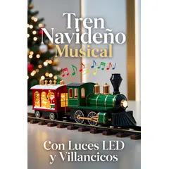 MOVI - Tren Navideño Musical con Luces LED y Villancicos - Decoración Navidad con Música y Luces