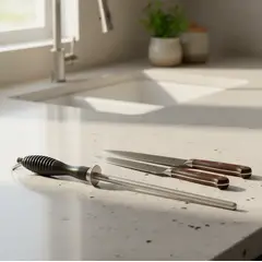 GENERICO - Chaira Afilador de chuchillo Acero 33 cm Mango Ergonómico