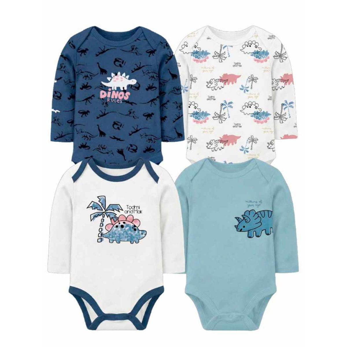 TEDMIMAK - Pack de 4 Bodies Estegosaurios bebé
