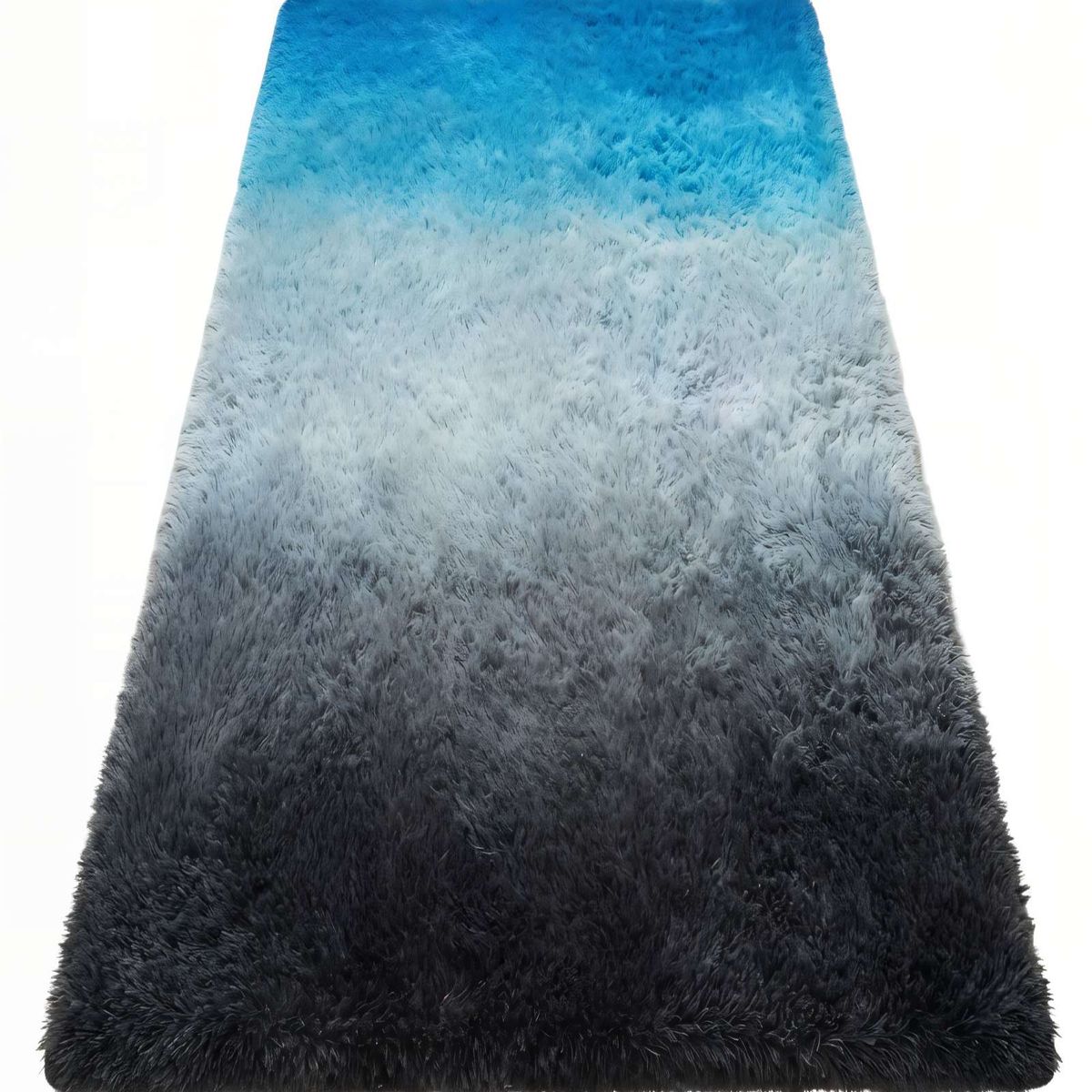 GENERICO - ALFOMBRA PELUDA 180X200  COLOR NEGRO CON AZUL Y BLANCO