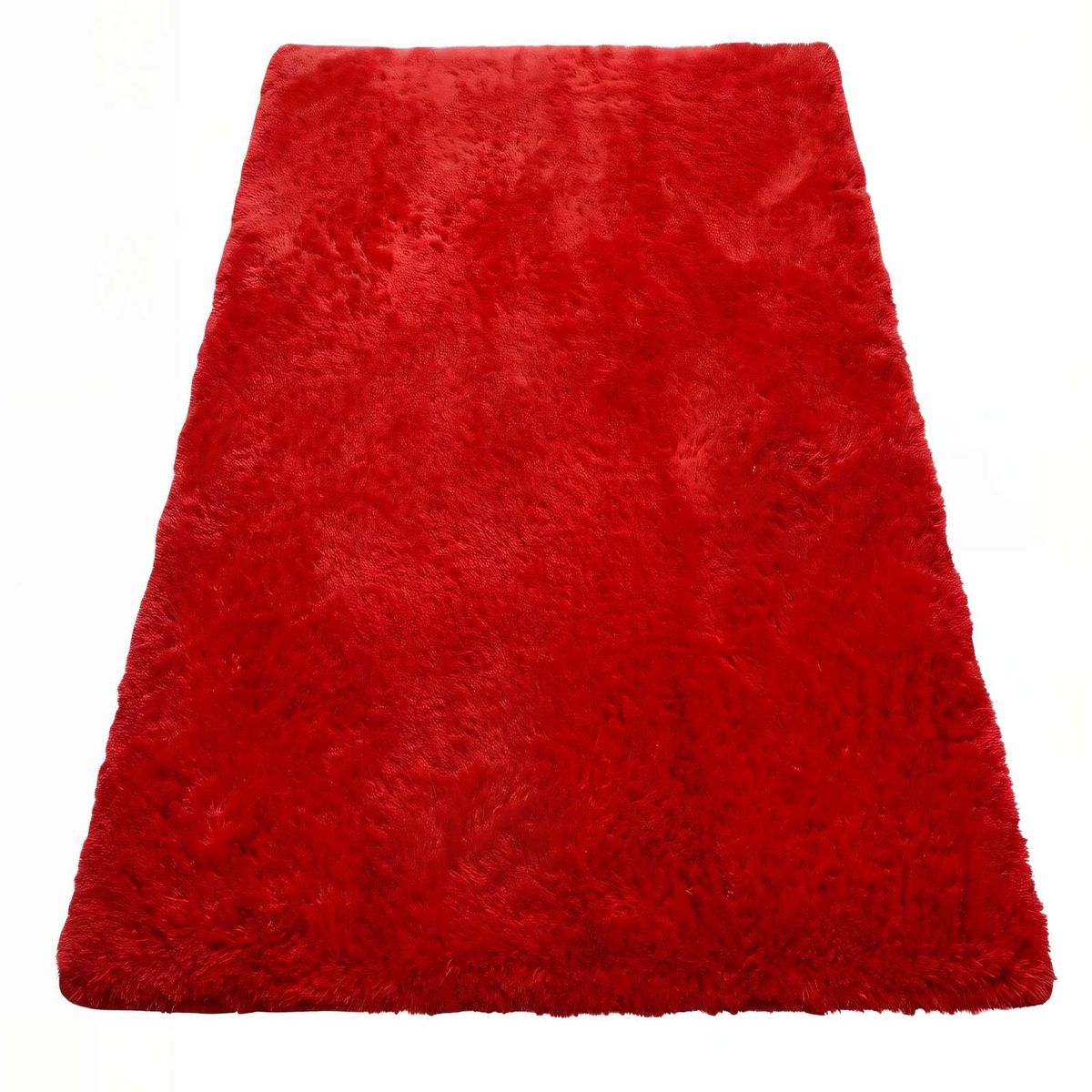 GENERICO - ALFOMBRA PELUDA 180X200  COLOR ROJO
