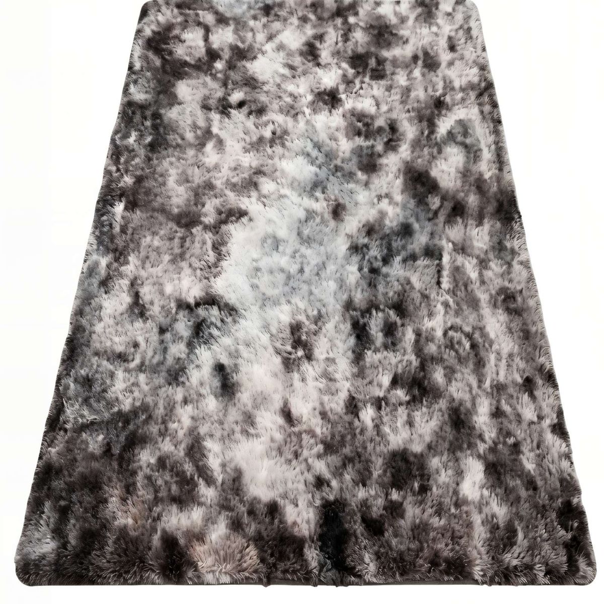 GENERICO - ALFOMBRA PELUDA 200X240   COLOR BLANCO CON NEGRO