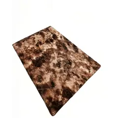 GENERICO - ALFOMBRA PELUDA 200X240  COLOR MARRON CON BLANCO