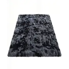 GENERICO - ALFOMBRA PELUDA 200X240  COLOR NEGRO CON GRIS