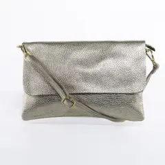 MAILEA - Bandolera cuero metalizada Asfalto