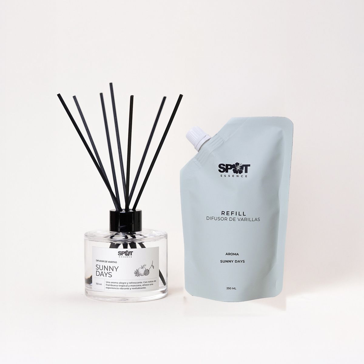 SPOT ESSENCE - Pack Difusor de Varillas + Refill 250ml Sunny Days Spot Essence