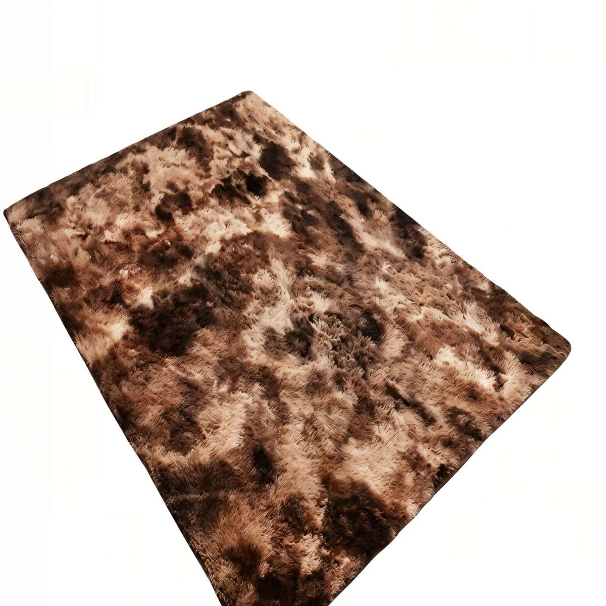 GENERICO - ALFOMBRA TEXTURA PELUDA  200X240   COLOR MARRON CON BLANCO