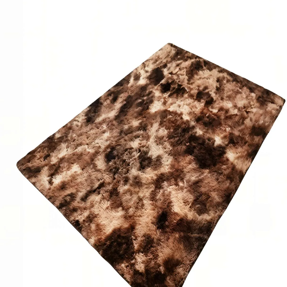 GENERICO - ALFOMBRA TEXTURA PELUDA  200X240   COLOR MARRON CON BLANCO