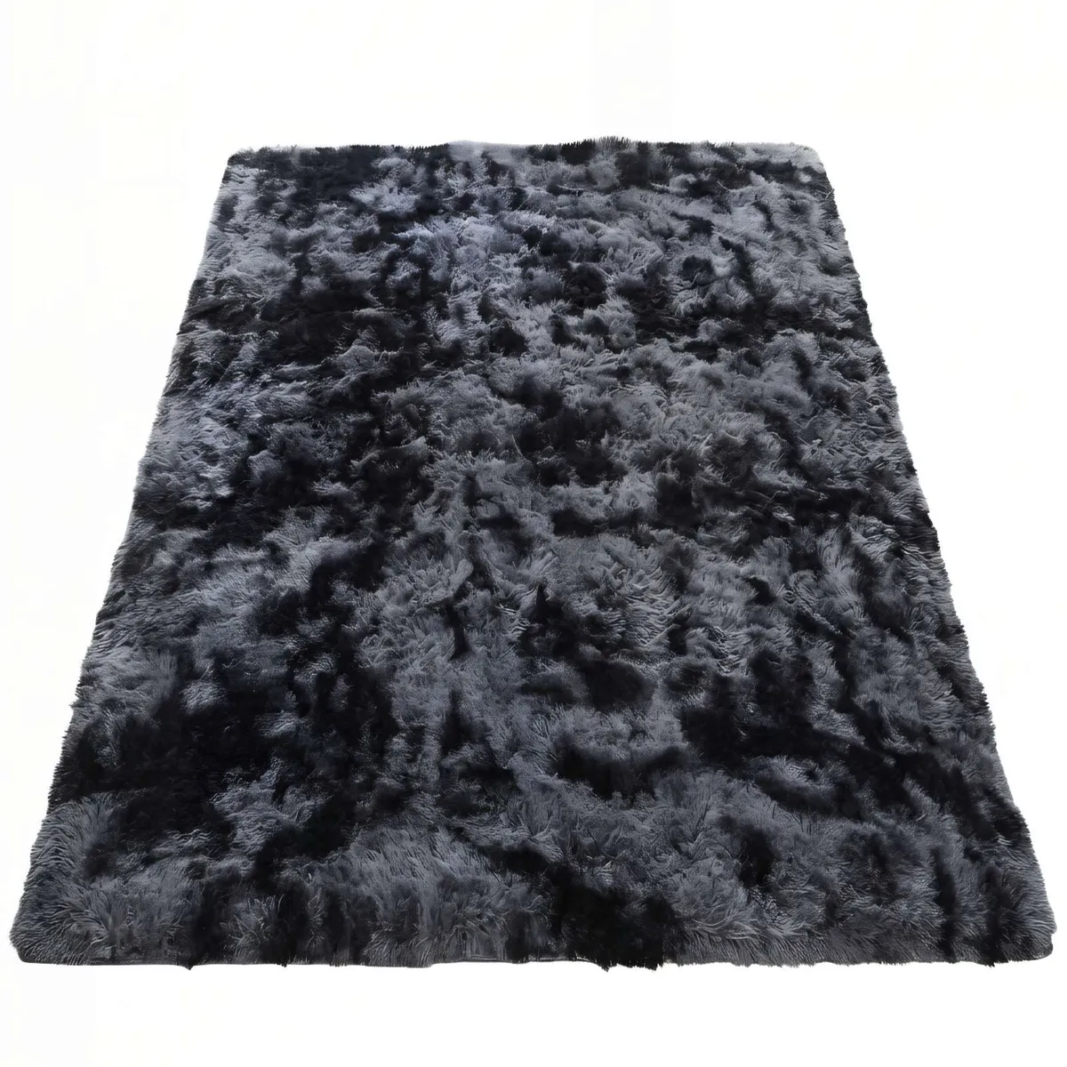 GENERICO - ALFOMBRA TEXTURA PELUDA TAMAÑO  200X240   COLOR NEGRO CON GRIS