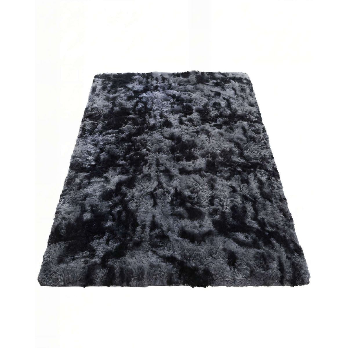 GENERICO - ALFOMBRA TEXTURA PELUDA TAMAÑO  200X240   COLOR NEGRO CON GRIS