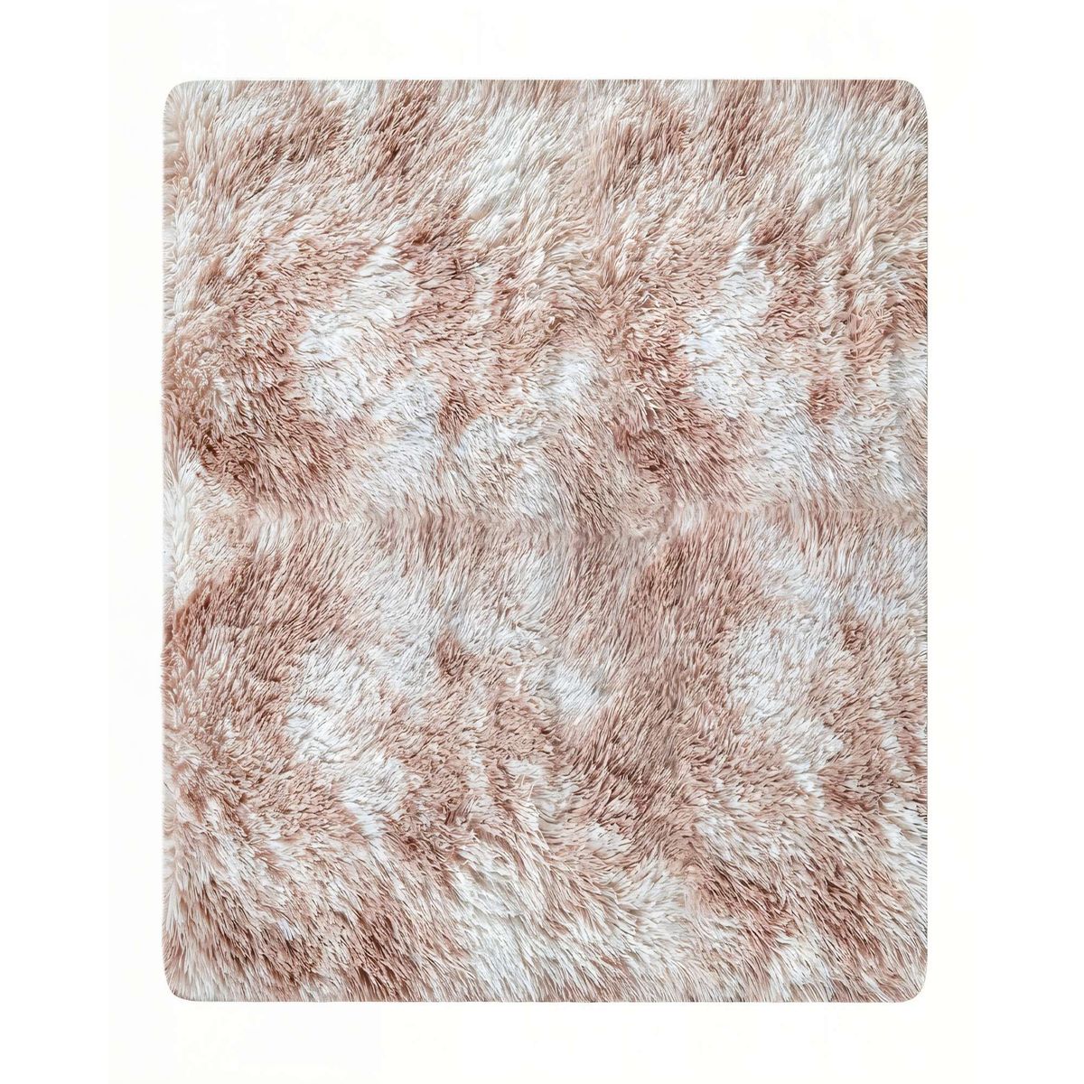 GENERICO - ALFOMBRA TEXTURA PELUDA TAMAÑO  200X300  COLOR BEIGE CON BLANCO