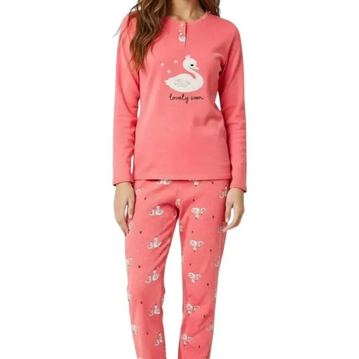 LOOK SHOP - Pijama Mujer Micropolar. Flamengo. Dos Botones 495