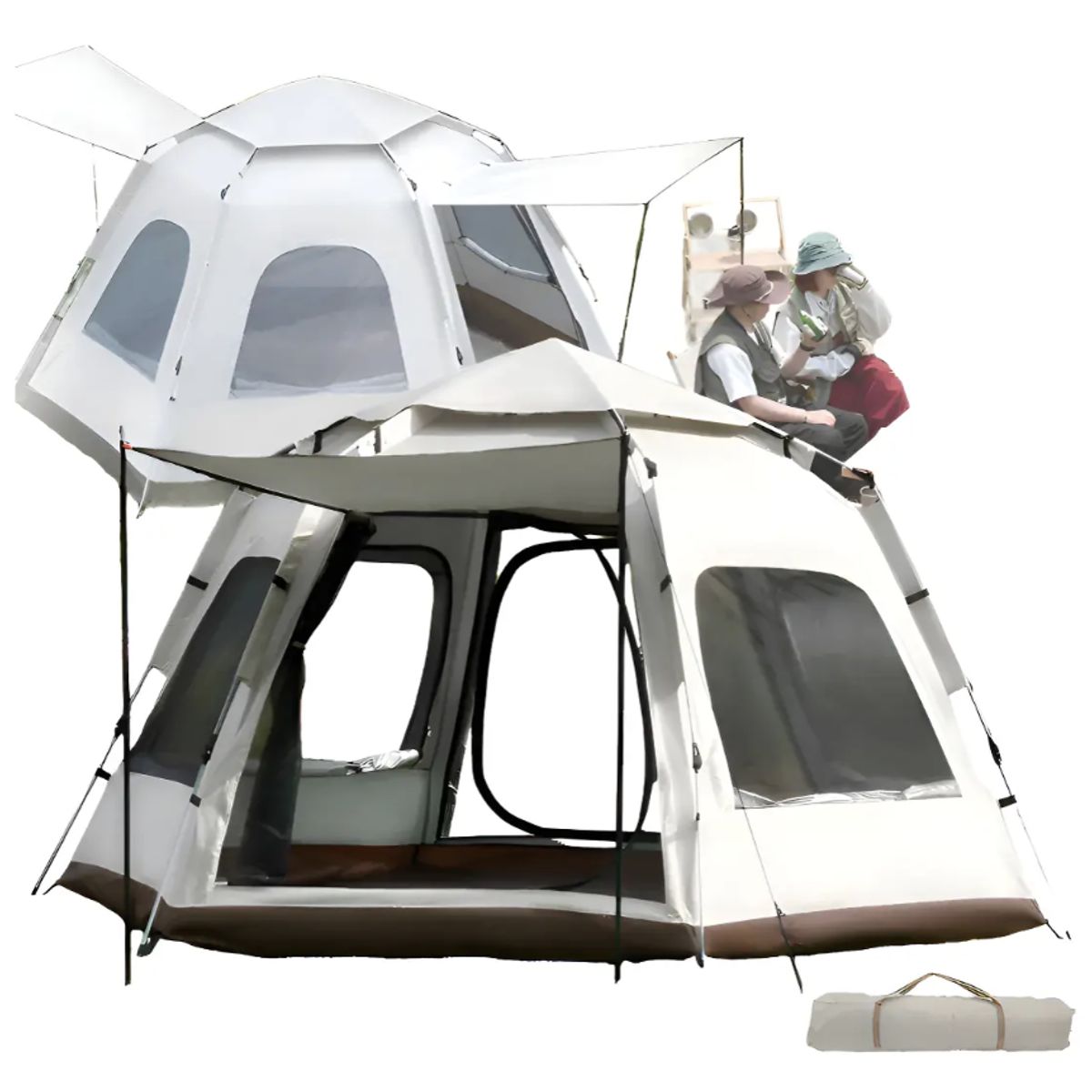 MOMO - Carpa Automática Hexagonal Para 6 Personas 240x280x160 Blanco