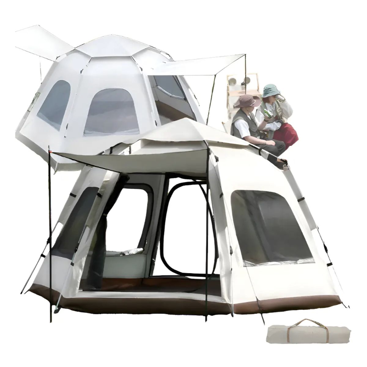 MOMO - Carpa Automática Hexagonal Para 6 Personas 240x280x160 Blanco