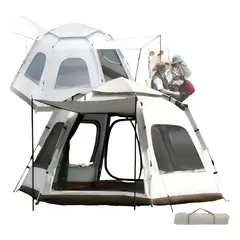 MOMO - Carpa Automática Hexagonal Para 6 Personas 240x280x160 Blanco
