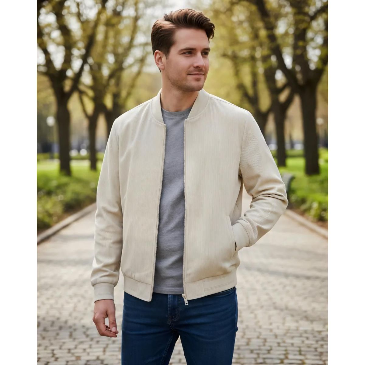 BLUE MOUNTAIN - Chaqueta Bomber Hombre Casual Premium