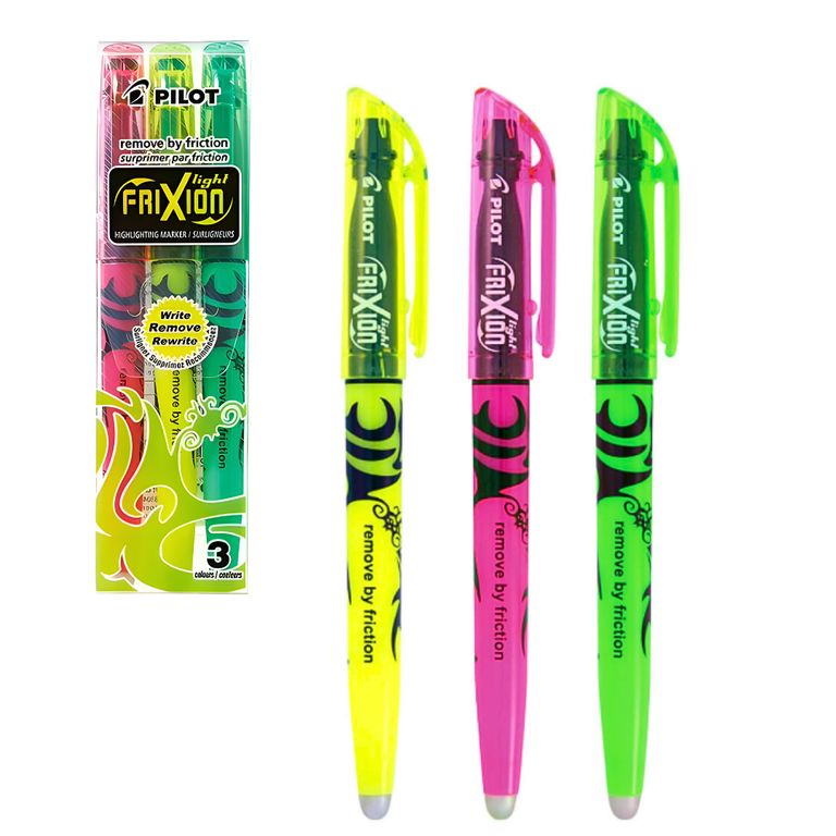 Destacadores Borrebles Frixion Light Punta Biselada Set X3