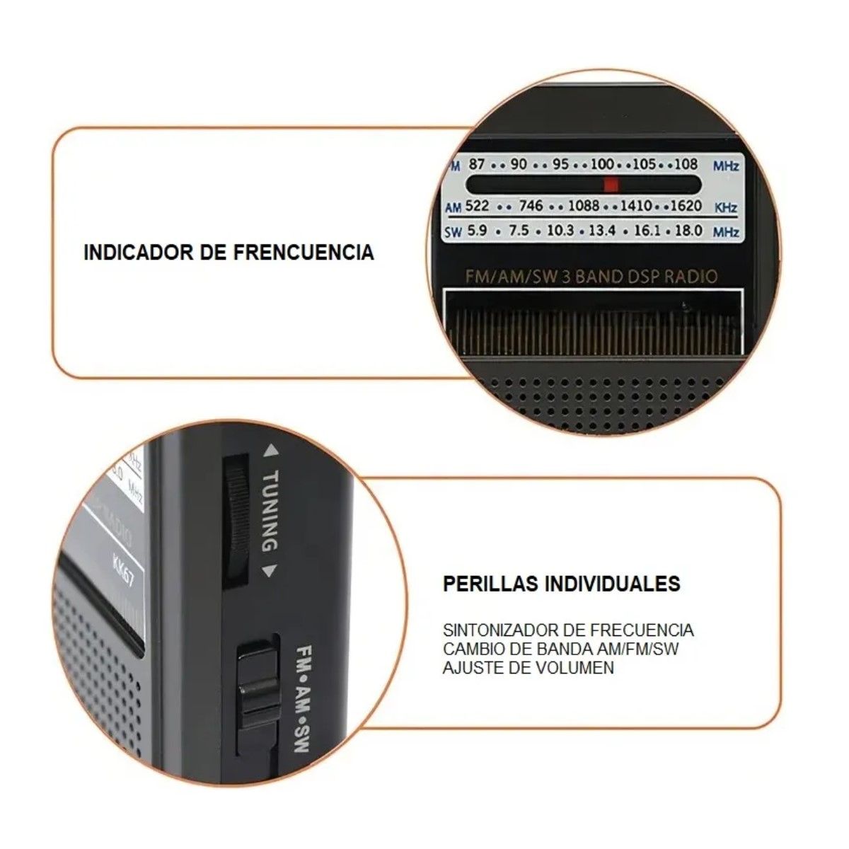 GENERICO - Radio Portátil Mohits MK-308 AMFMSW Recargable Compacta Negro BELUG