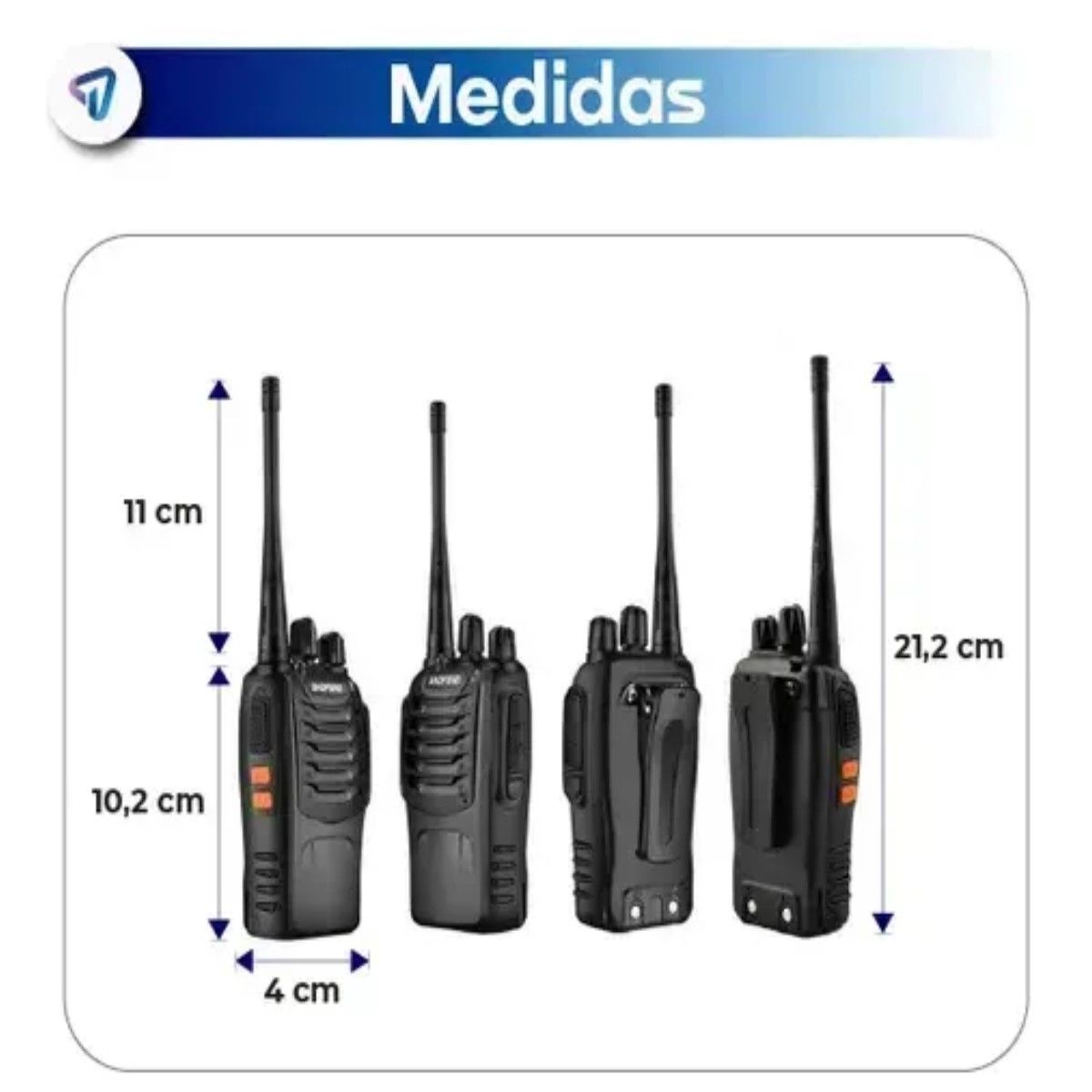 GENERICO - Walkie Talkie Bf-888s Negro Radio Transmisor Pack Duos Recargable Por Usb Con Linterna Led Integrada 16 Canales  BELUG
