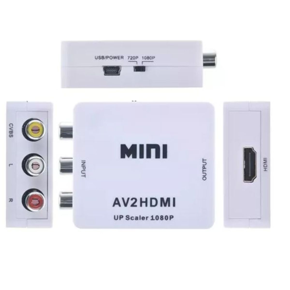 GENERICO - Adaptador Conversor Input Av Rca Analogo Output Hdmi Digita