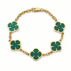 SAINT VENIK - Pulsera Green Clover Dorado Enchapado 21cm Positividad