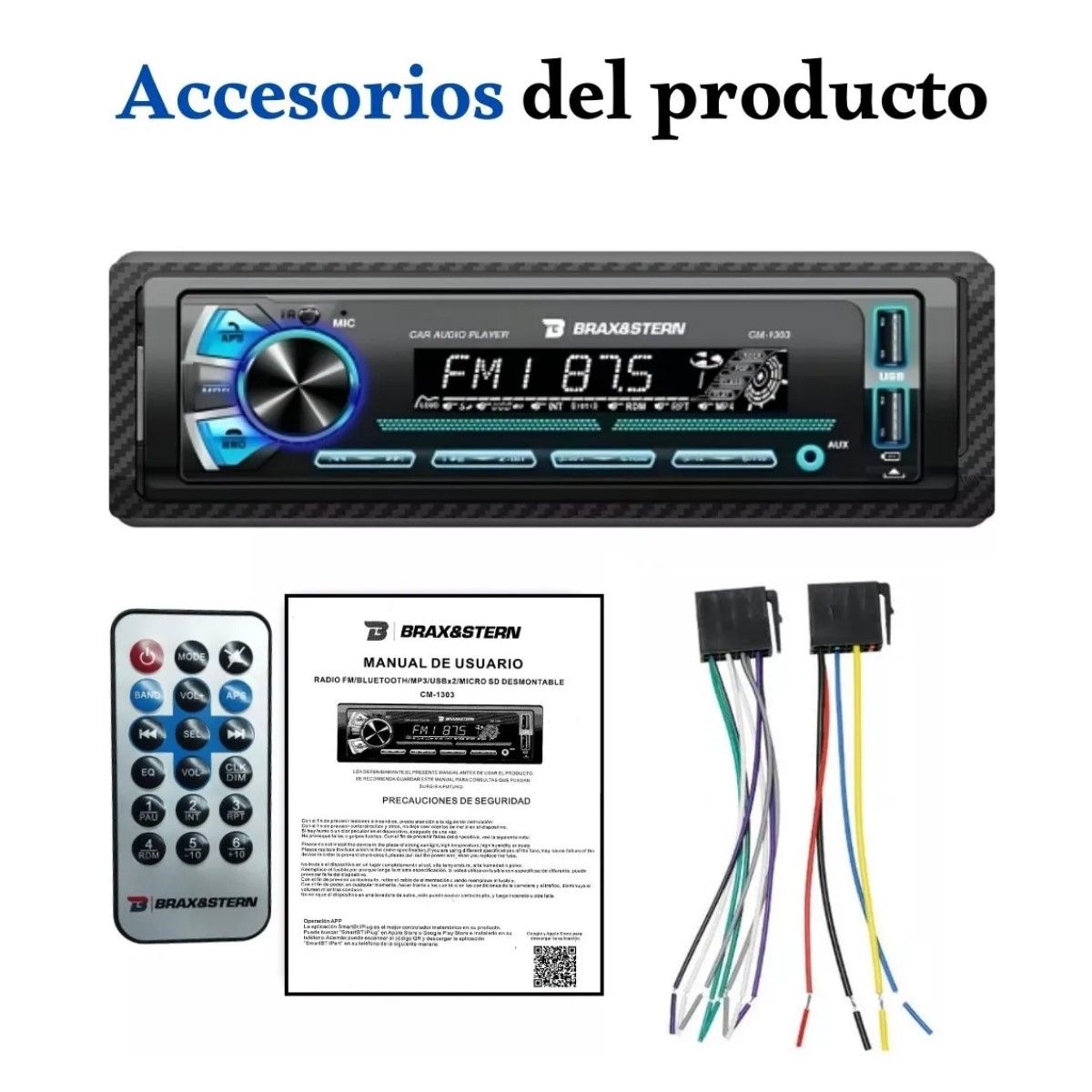 GENERICO - Radio Auto 1 Din Bluetooth Usb Aux Mp3 Desmontable Cm1303 BELUG