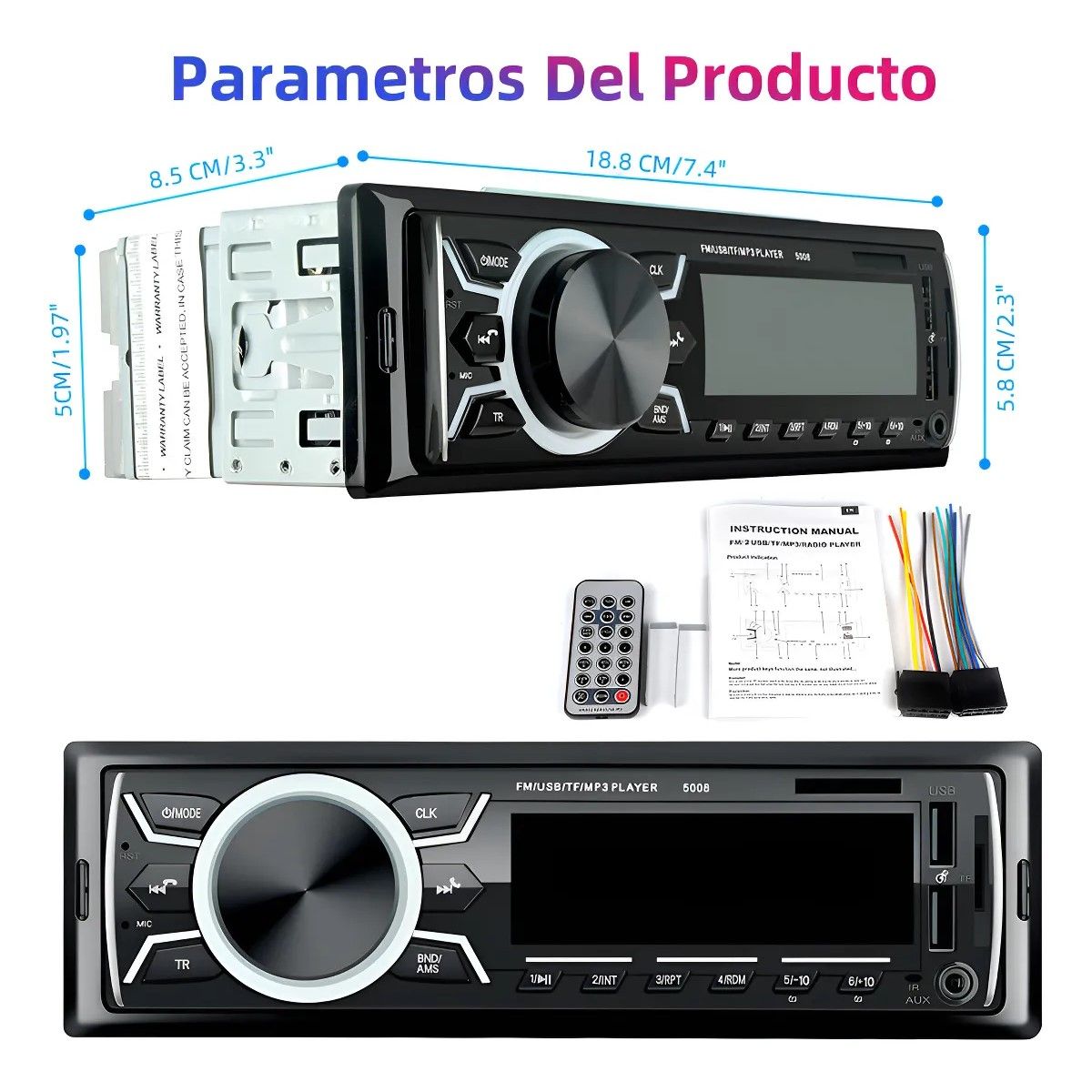 GENERICO - Auto Esteros Mp3 Bluetooth Asistente Voz Carga Rápida Pantal Genérica 5008 BELUG