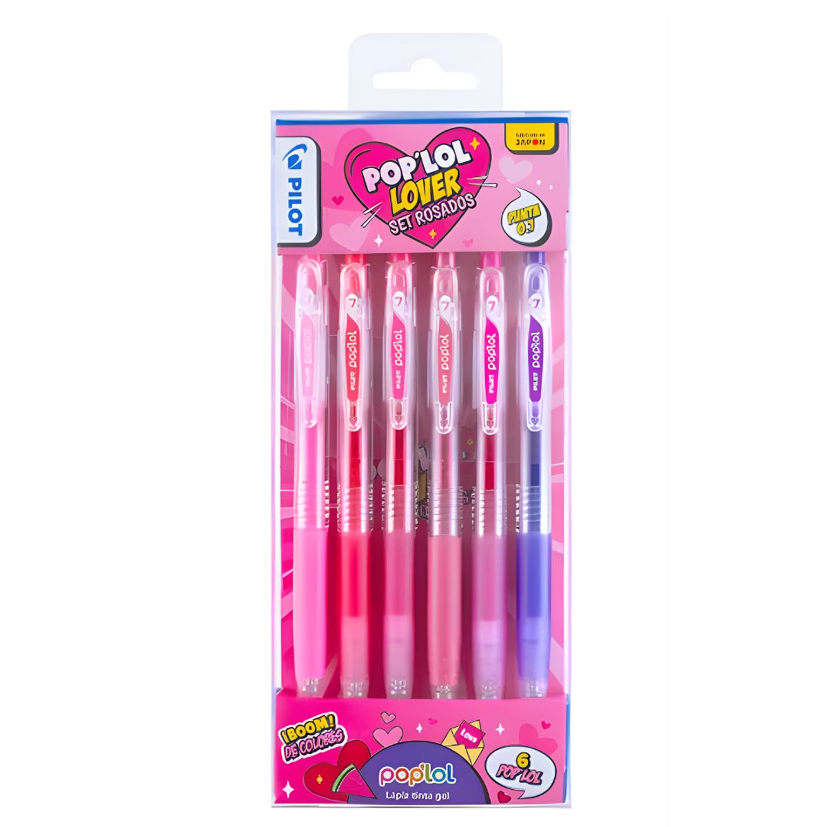 PILOT - Lápices Tinta Gel 0.7mm Pilot Pop'lol Lover Set De 6 Rosados