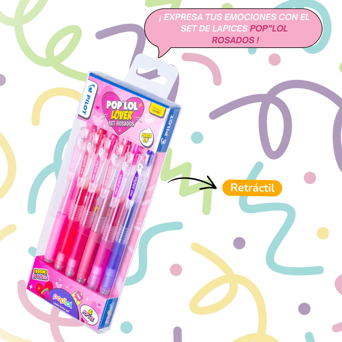 PILOT - Lápices Tinta Gel 0.7mm Pilot Pop'lol Lover Set De 6 Rosados