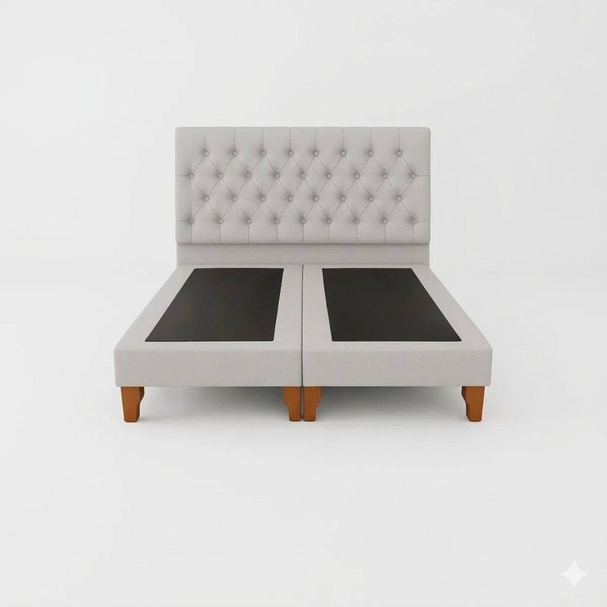 GENERICO - Cama 2 Plazas Con base dividida Gris Capitone