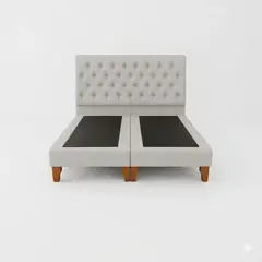 GENERICO - Cama 2 Plazas Con base dividida Gris Capitone