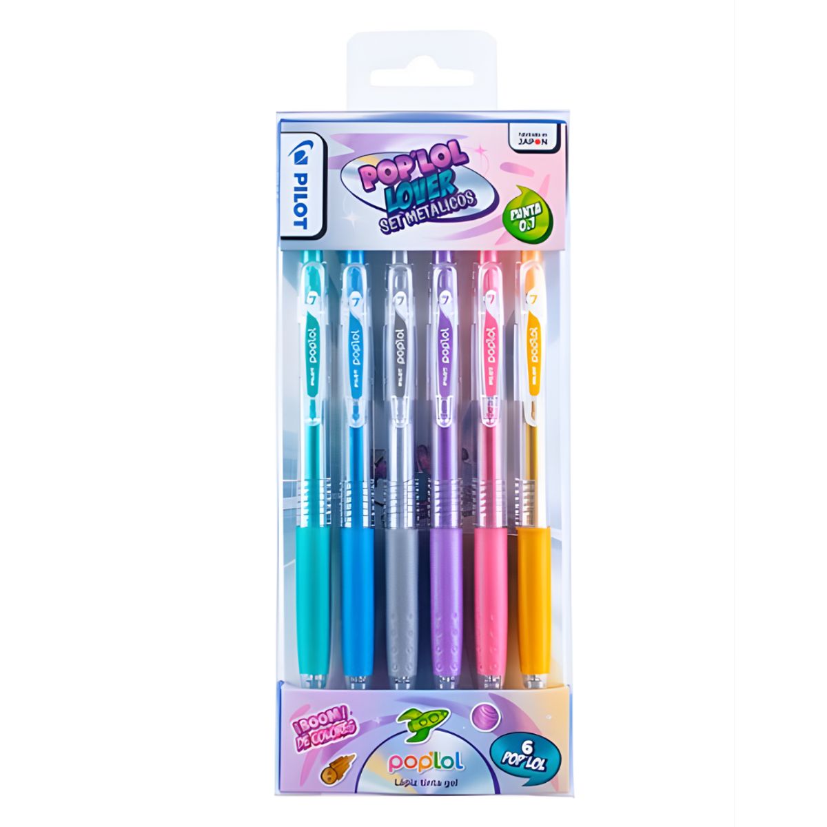 PILOT - Lápices Tinta Gel 0.7mm Pilot Pop'lol Lover Set 6 Metálicos