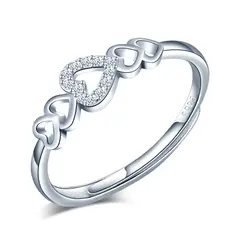 VOUSEZ - Anillo plata 925 ajustable corazon mujer ilusion regalo