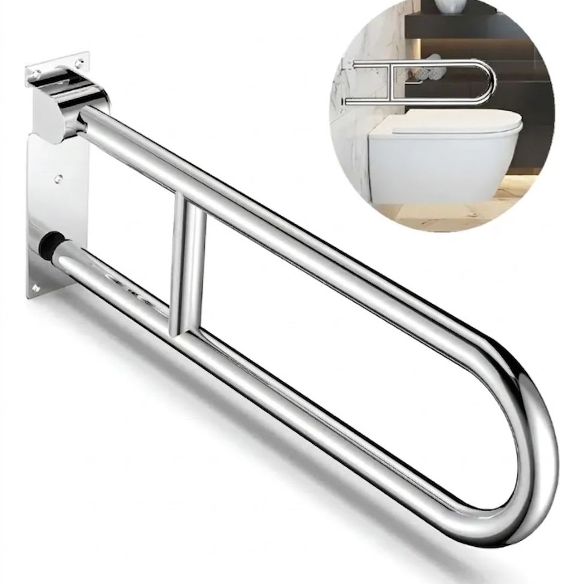 GENERICO - Barra De Seguridad Para Discapacitados Abatible Acero Inox60