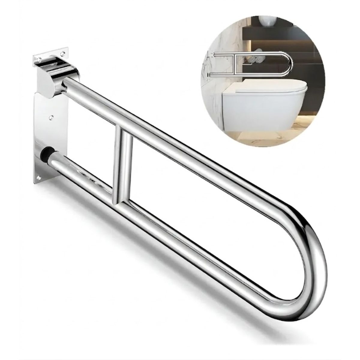 GENERICO - Barra De Seguridad Para Discapacitados Abatible Acero Inox60