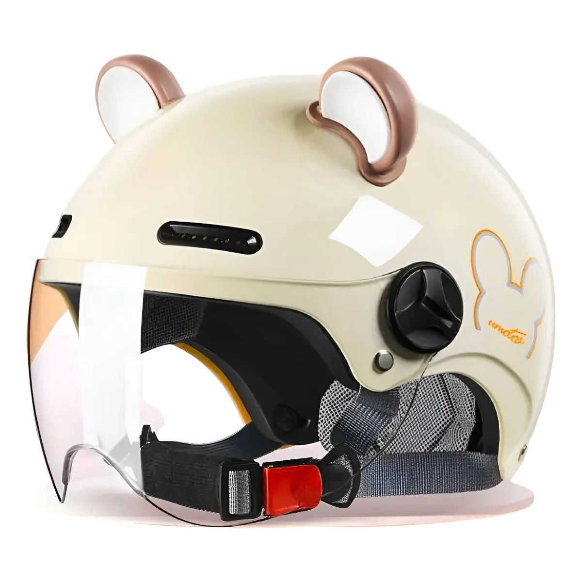GENERICO - Casco Bicicleta Regulable Con Mica Para Niños Crema Talla -1 BELUG