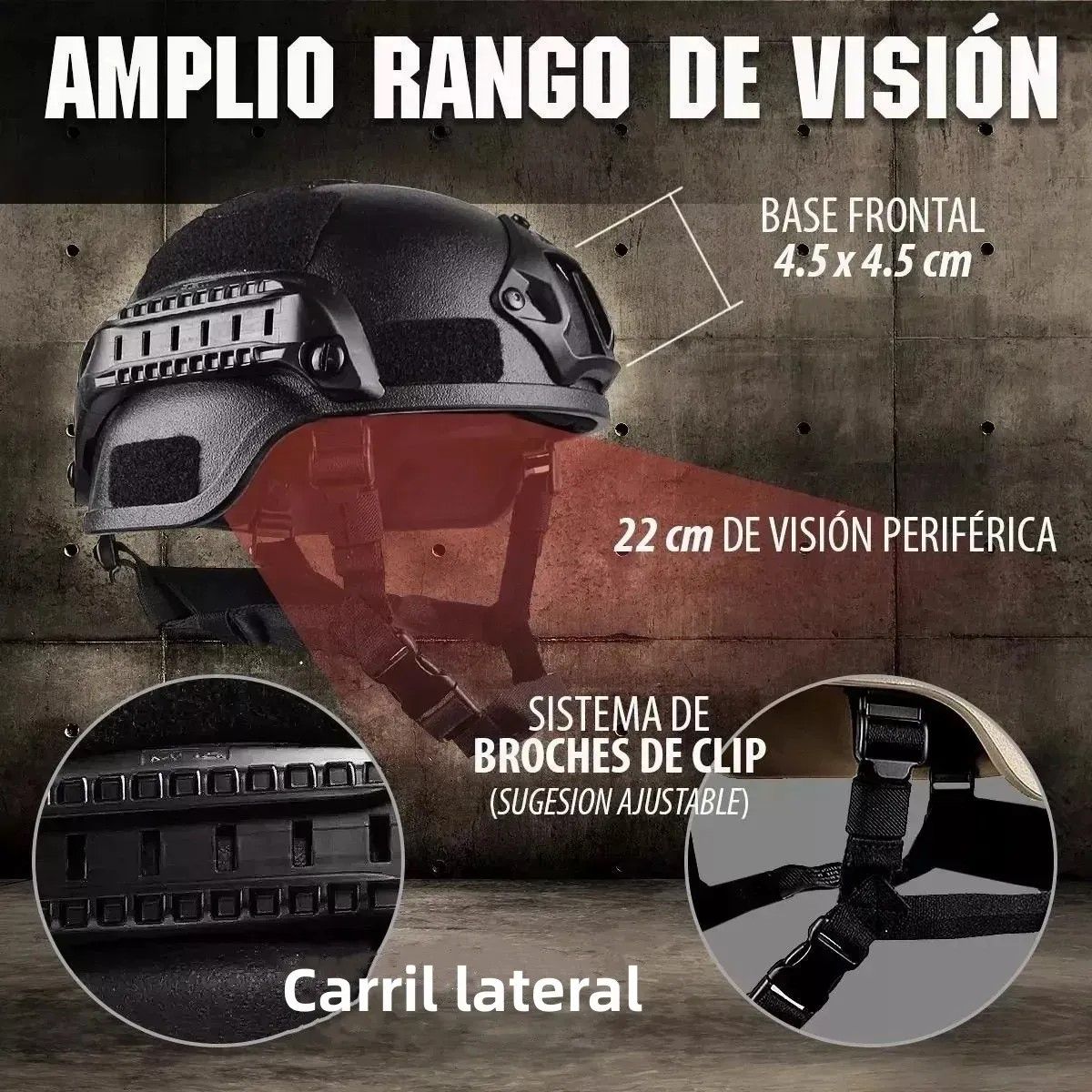 GENERICO - Casco Táctico Militar Moto Bicicleta Abatible Gafas Protecto BELUG