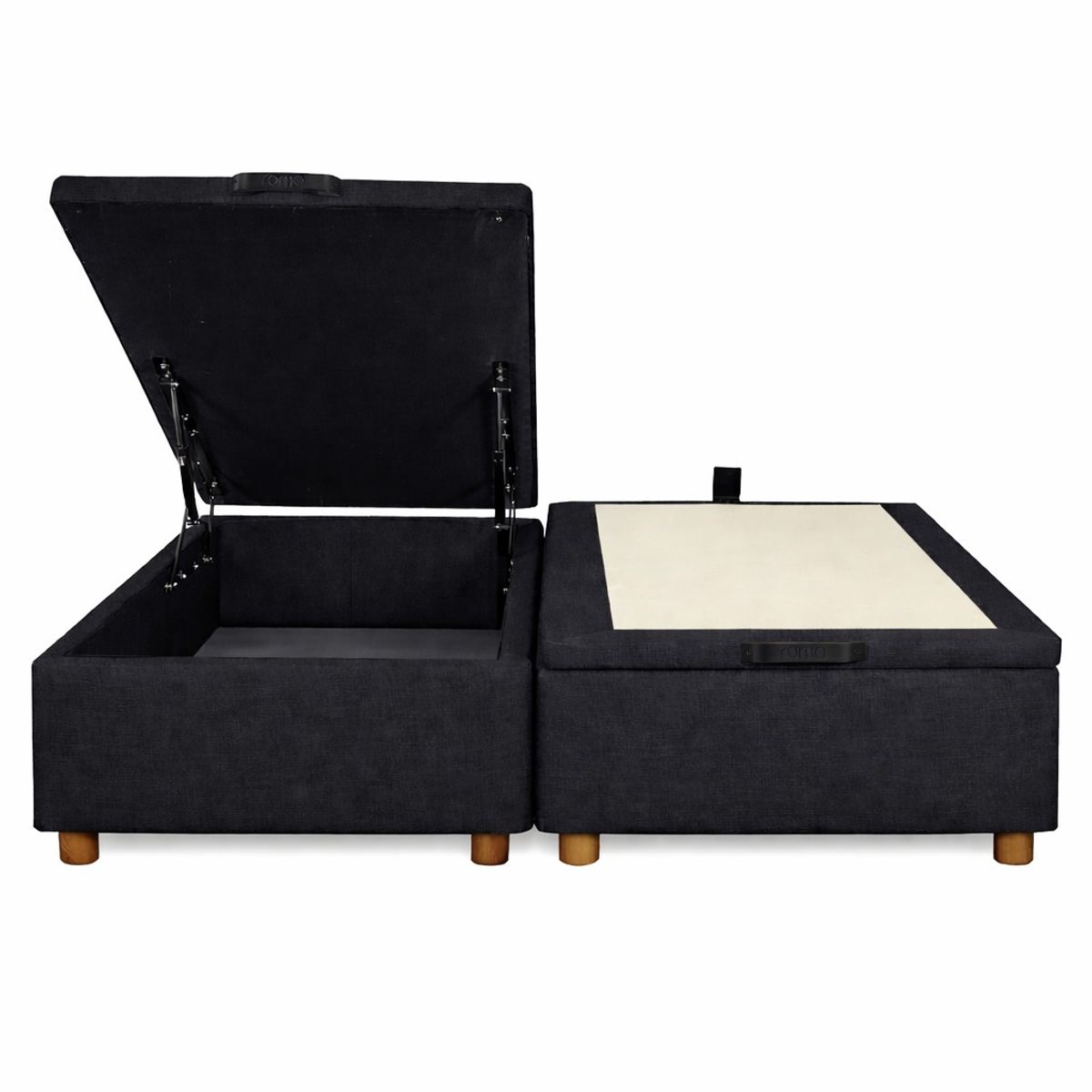 GENERICO - Base Baul 2 Plazas Onyx Con Sistema Hidráulico Color Negro En Lino