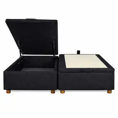 GENERICO - Base Baul 2 Plazas Onyx Con Sistema Hidráulico Color Negro En Lino
