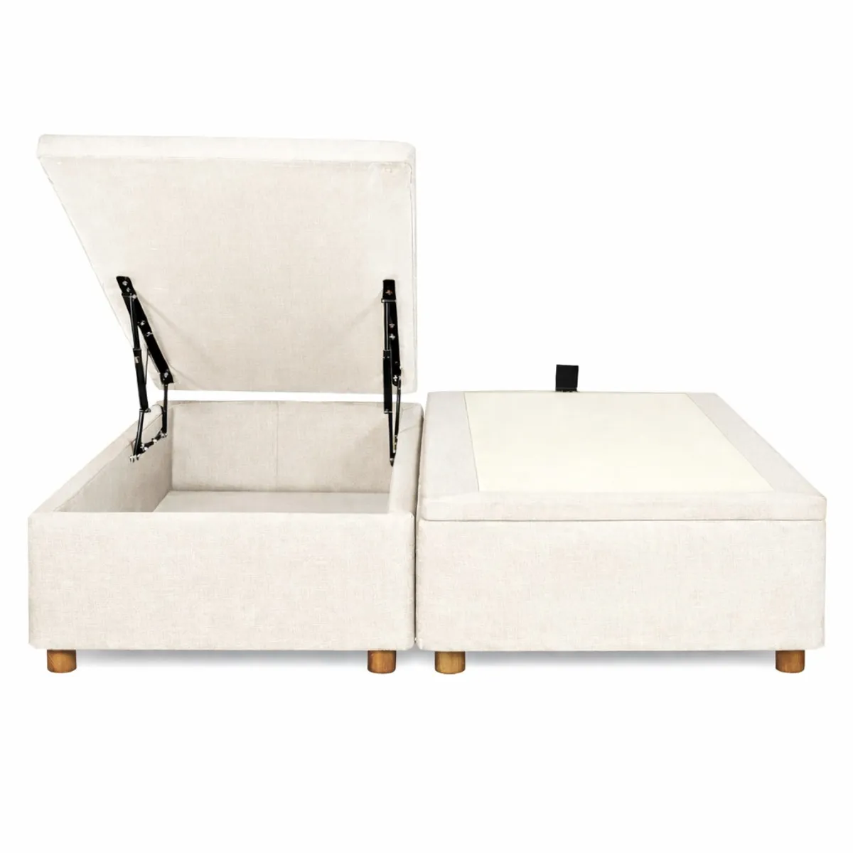 GENERICO - Base Baul 2 Plazas Onyx Con Sistema Hidráulico Color Crudo En Lino