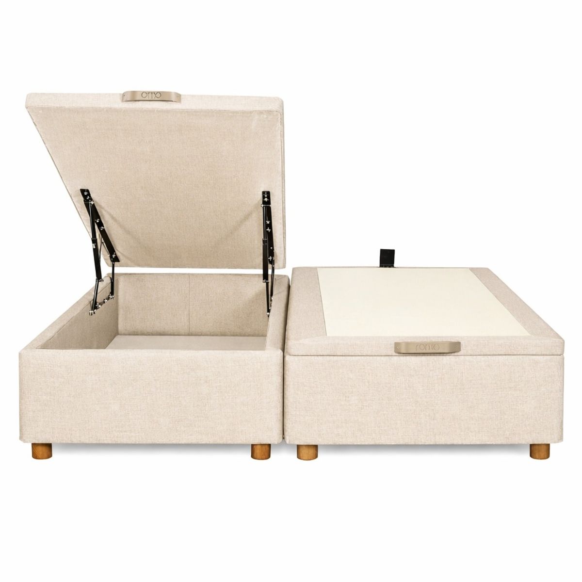 GENERICO - Base Baul 2 Plazas Onyx Con Sistema Hidráulico Color Beige En Lino